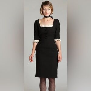 Chic Black Dress with Cream Details